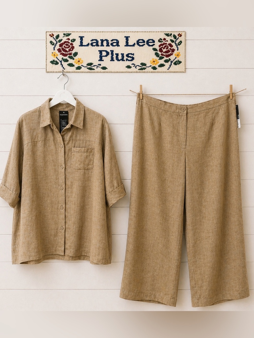 LANA LEE Vintage Beige Textured Two-Piece Set – Size 22 (NWT)